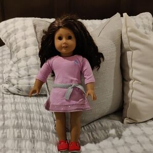 American Girl 18" Truly Me Doll Pink Dress w/ Red Shoes